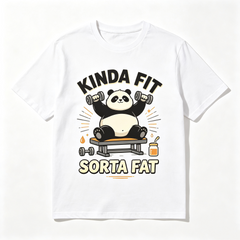 Men Funny Gym Panda Weightlifting T‑Shirt, Kinda Fit Sorta Fat Novelty Crew Neck Short‑Sleeve Casual Tee Men Graphic T‑Shirt S‑5XL