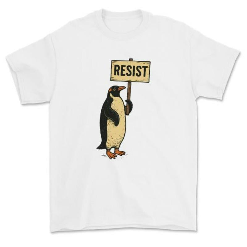 Rebel Penguins RESIST Funny T-shirt