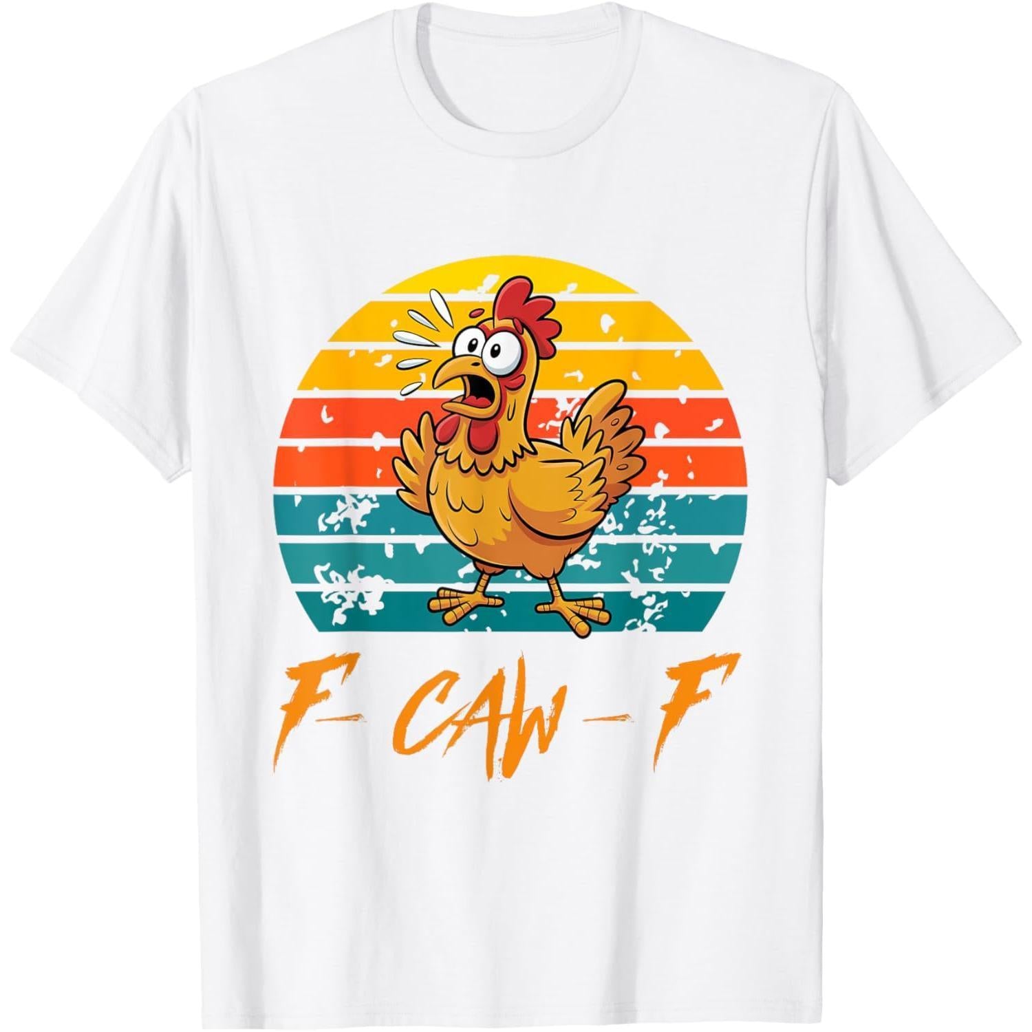Funny Sunset Vintage F-Caw-F Chicken T-Shirt