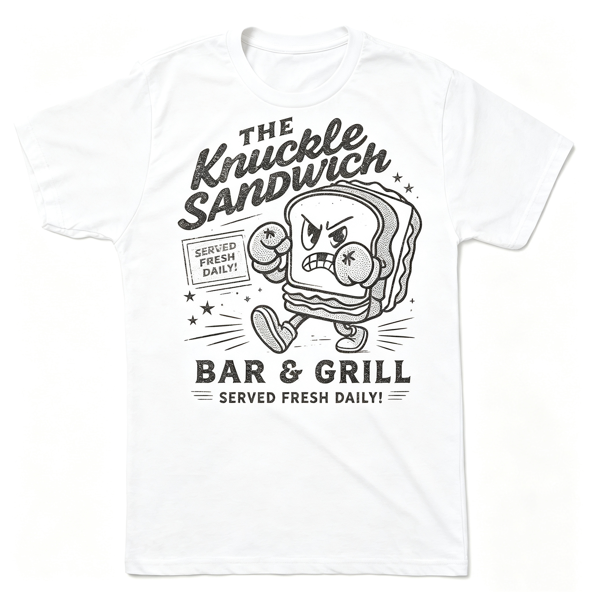 Unisex The Knuckle Sandwich Bar and Grill Graphic T‑Shirt Mens Funny T Shirts Mens Funny T Shirts 100%Cotton Crew Neck Tee For Women Men
