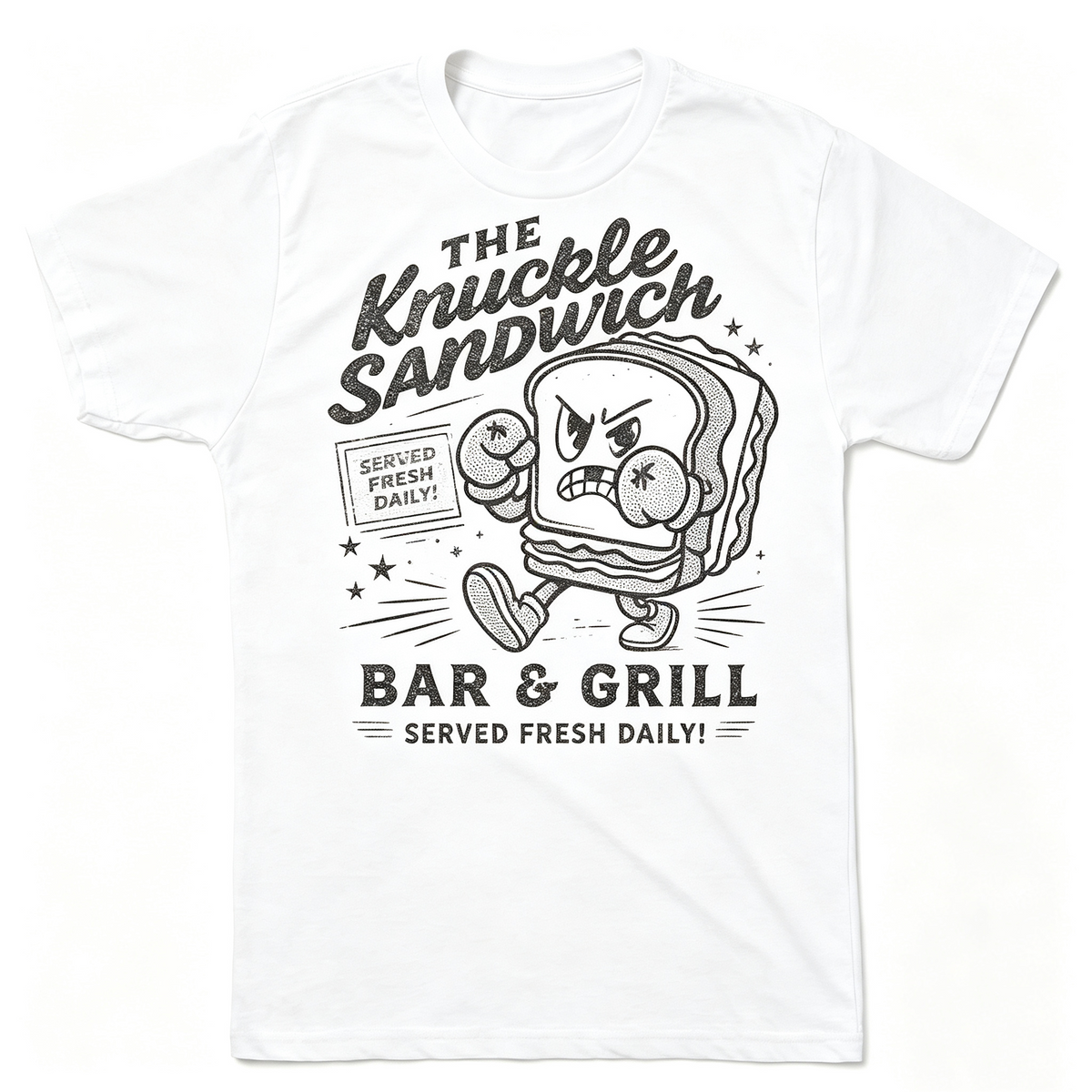 Unisex The Knuckle Sandwich Bar and Grill Graphic T‑Shirt Mens Funny T Shirts Mens Funny T Shirts 100%Cotton Crew Neck Tee For Women Men