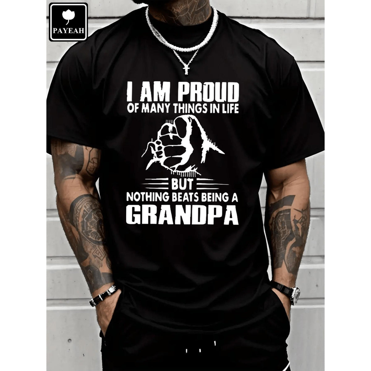 PAYEAH Proud Of Many Things In LifeNothing Being A Grandpa Monogrammed T-Shirt 100% Heavy Cotton T Shirt