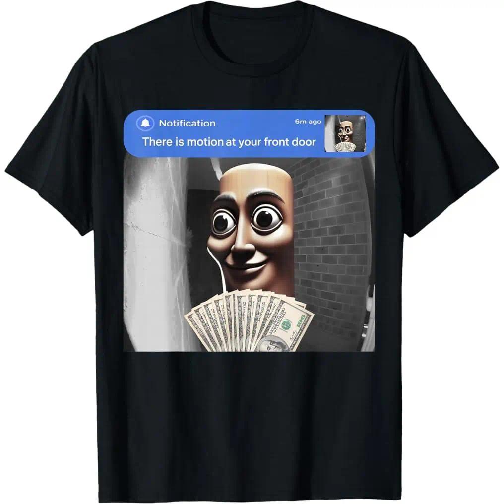 “There is movement at your front door” Tung Tung Tung Sahur meme cotton T-shirt