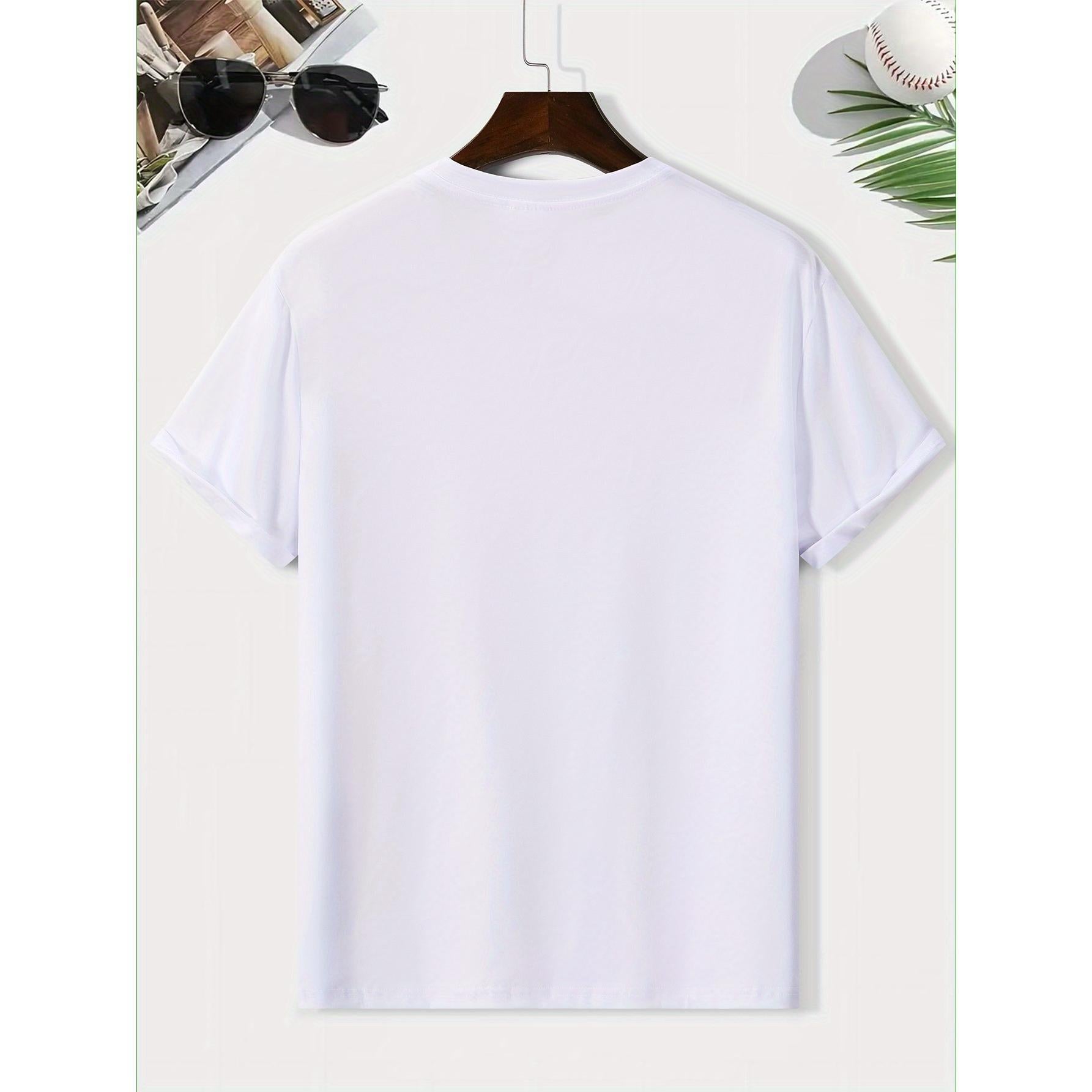 Men's Casual Fashion Short-sleeve T-shirt, Featuring a New "No Fear" Graphic Print Design, 100% Polyester, Regular Fit Round Neck, Comfortable Stretch Summer Fashion Tee, Casual Daily Style Clothing, Ideal as a Gift