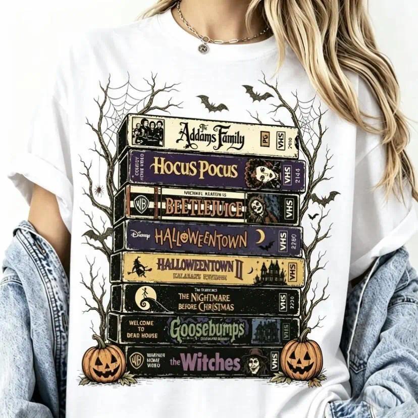 Vintage Halloween Movie Shirt Retro Spooky Season Tee,Horror Movie T-Shirt, Scary Movie Graphic Tee