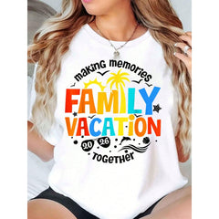 “Making Memories” Family Vacation 2026 T-Shirt – Palm Tree Sun Beach Print Tee for Women, Casual Summer Crewneck