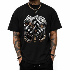Men's Comfort-Fit Cotton Tshirt - Menswear Crew Neck Top, Apparel with Trendy Dollar & Rings Graphics, Men's Graphic Tees for Sports & Outdoor Activities
