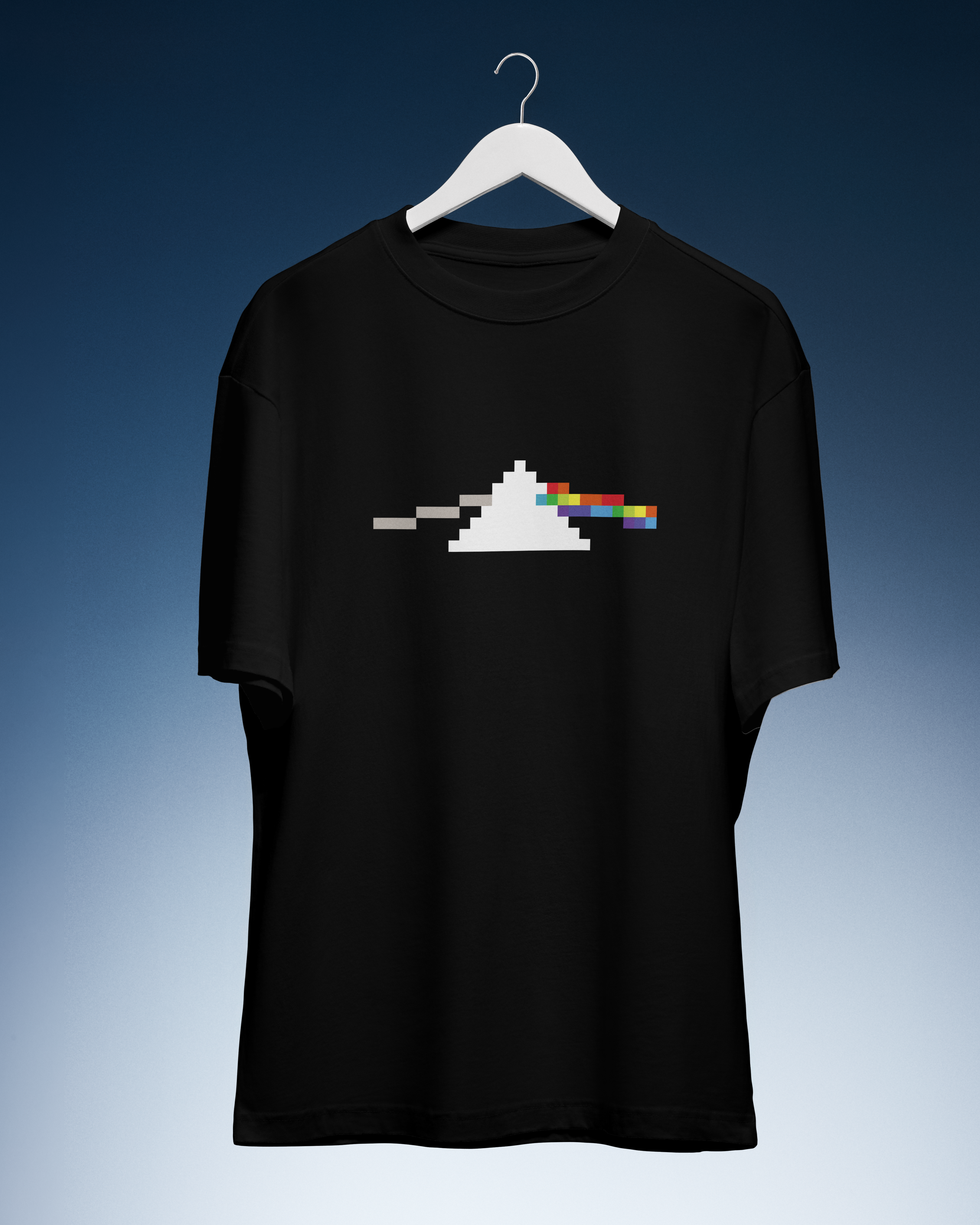 DIYANYONE Original Pixel Art T-shirt: Dark Side of the Moon 8-Bit Prism Pink Floyd