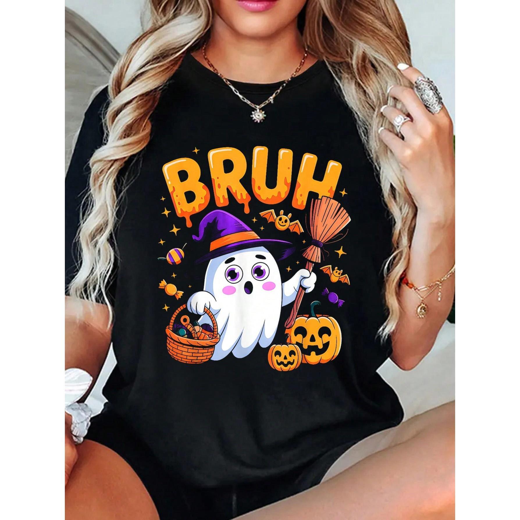 Bruh Ghost Pumpkin Halloween Funny Trick Or Treat Bruh  Summer Fall Clothes For Women Men