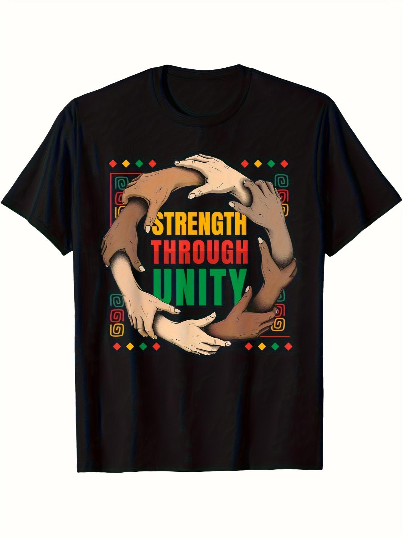 Strength Through Unity Design – Black Short-Sleeve Crew Neck for Summer Outdoor Adventures, Timeless Essential,  Empowering Hands T-Shirt