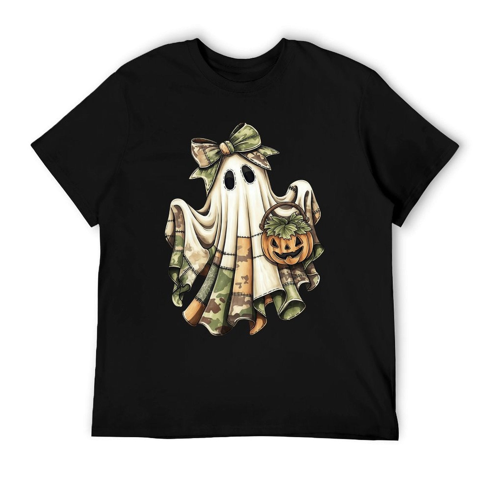 Retro Camo Patchwork Ghost Halloween T-shirt