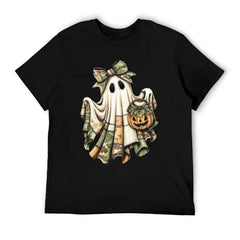Retro Camo Patchwork Ghost Halloween T-shirt