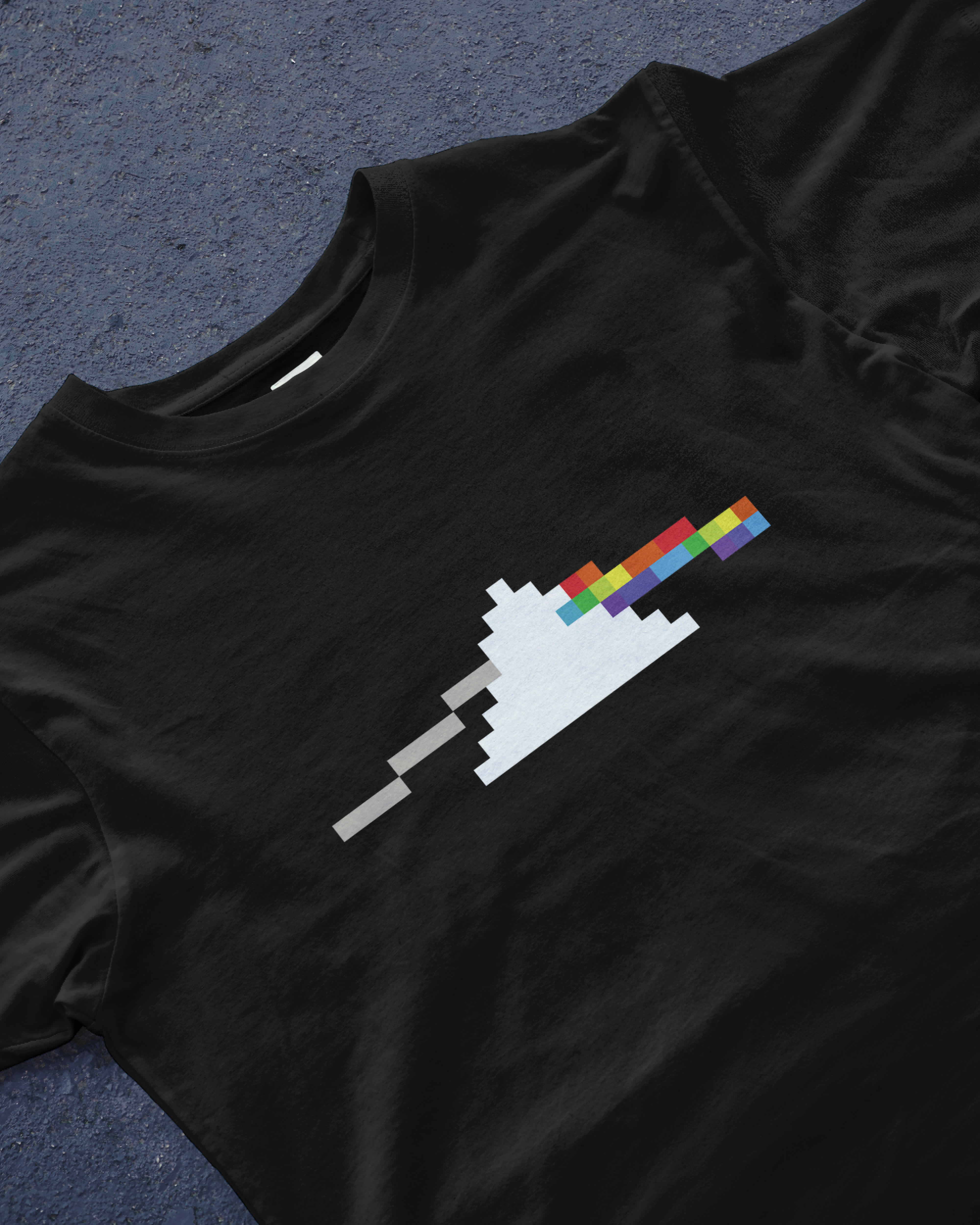 DIYANYONE Original Pixel Art T-shirt: Dark Side of the Moon 8-Bit Prism Pink Floyd