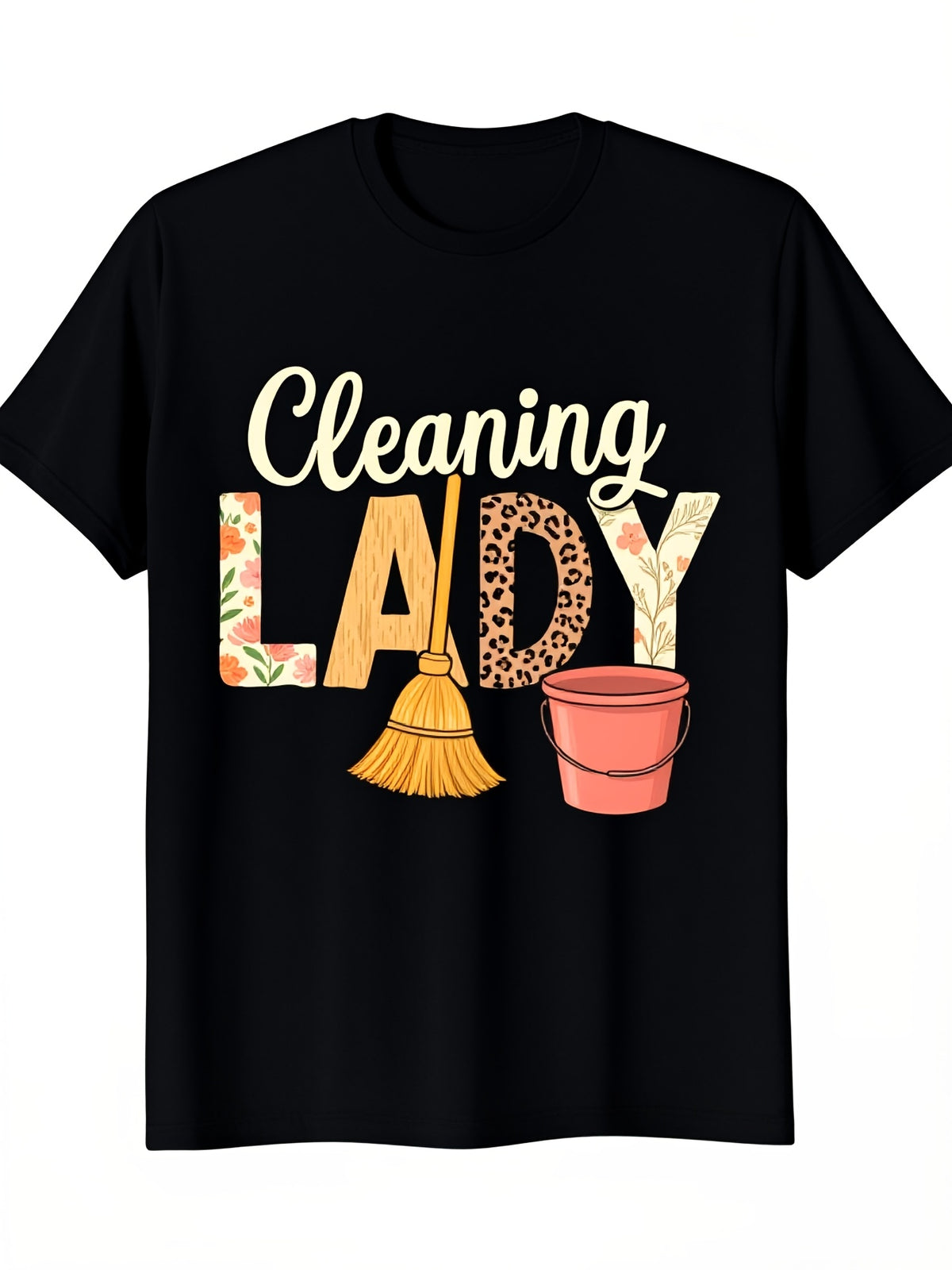 Cleaning Enthusiast Housekeeping Services Funny Graphic Tee for Men Women, Cute Cleaner Job Humor Short Sleeve T-Shirt, Casual Crew Neck Top for Housekeeper Gift