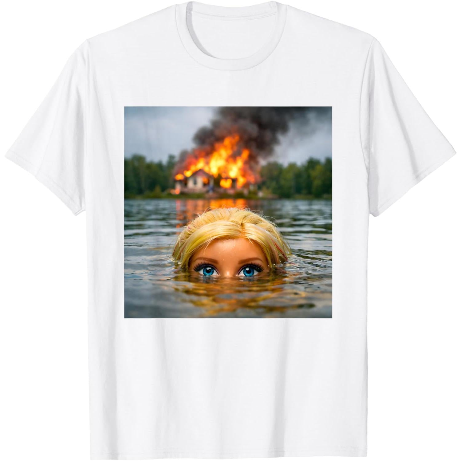 Funny Doll Face Clothes Meme Women Men Vintage Swimming Graphic Unisex T-Shirt