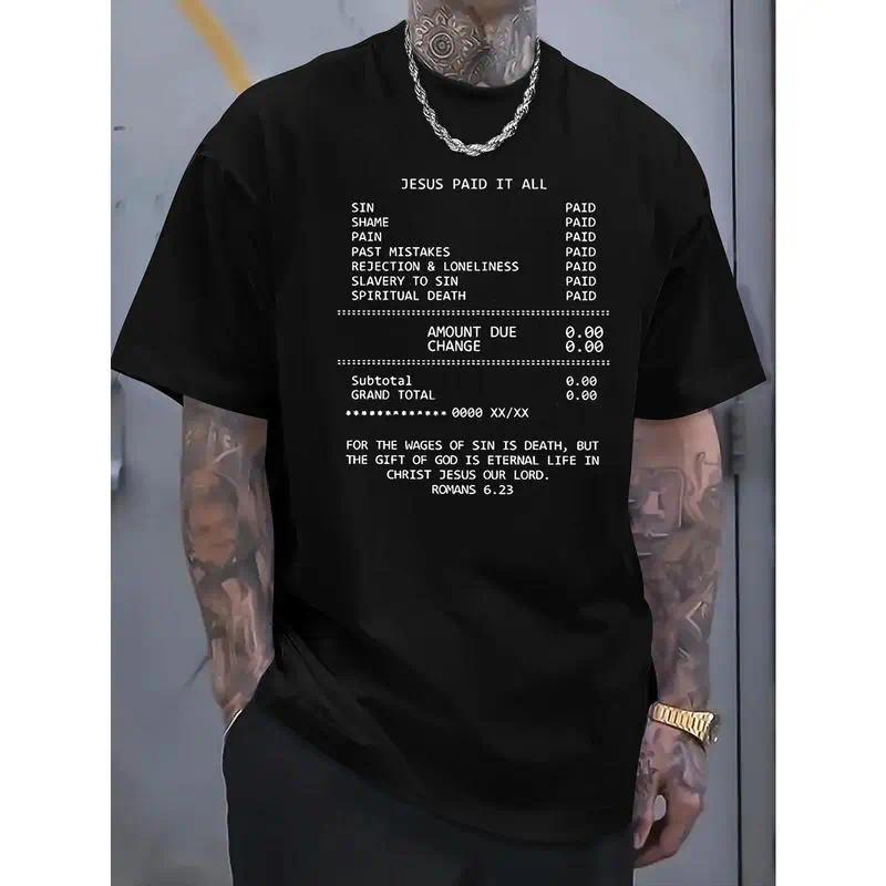 JESUS PAID IT ALL Graphic Print Tee - Soft, Breathable, Casual Short Sleeve T-Shirt for Unisex - Perfect for Summer, Outdoor Activities, and Faith-Based Events