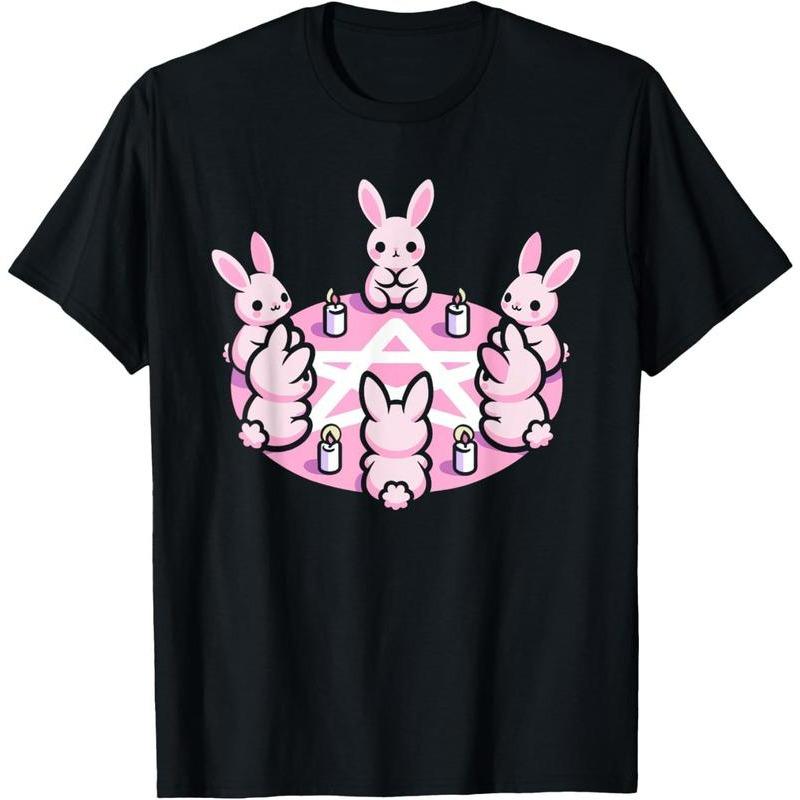 Bunny Rabbit Pentacle  Goth Dark T-Shirt