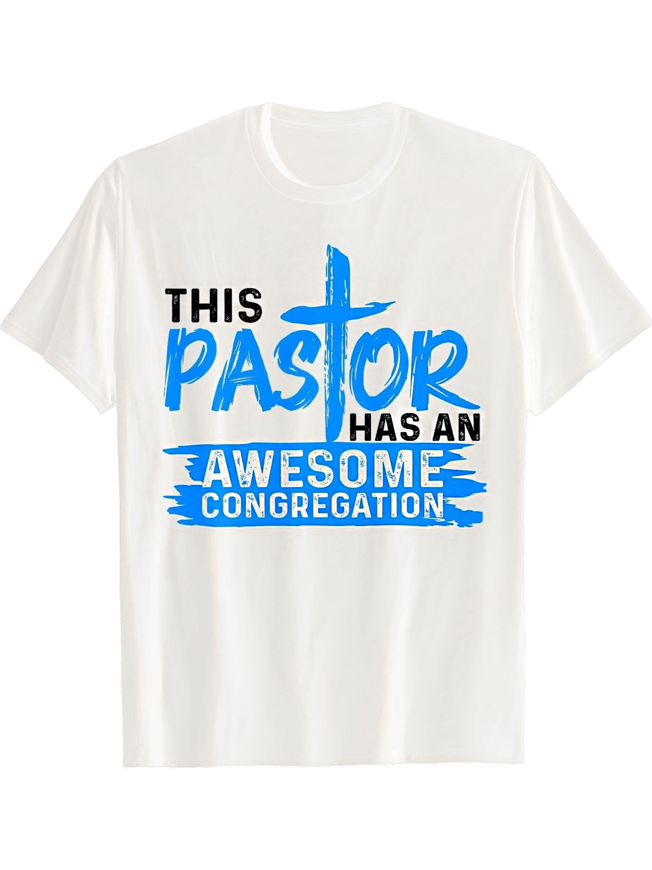 Funny This Pastor Has An Awesome Congregation Graphic T-Shirt, Unisex Cotton Crew Neck Short Sleeve Tee, Christian Faith Novelty Shirt, Pastor Appreciation Church Gift