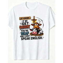 Men'S T-Shirt Crew Neck Short Sleeve Plus Size Funny Cow Graphic Tee Cute Farm Animal Lover Gift Casual Summer Comfortable Breathable Tops Clothing for Men Streetwear Style Daily Wear Outfit
