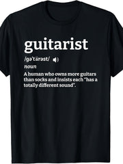 Guitarist Definition Funny Music Lover Graphic Tee for Men Women, Guitar Player Humor Short Sleeve T-Shirt, Casual Crew Neck Top for Musician Gift