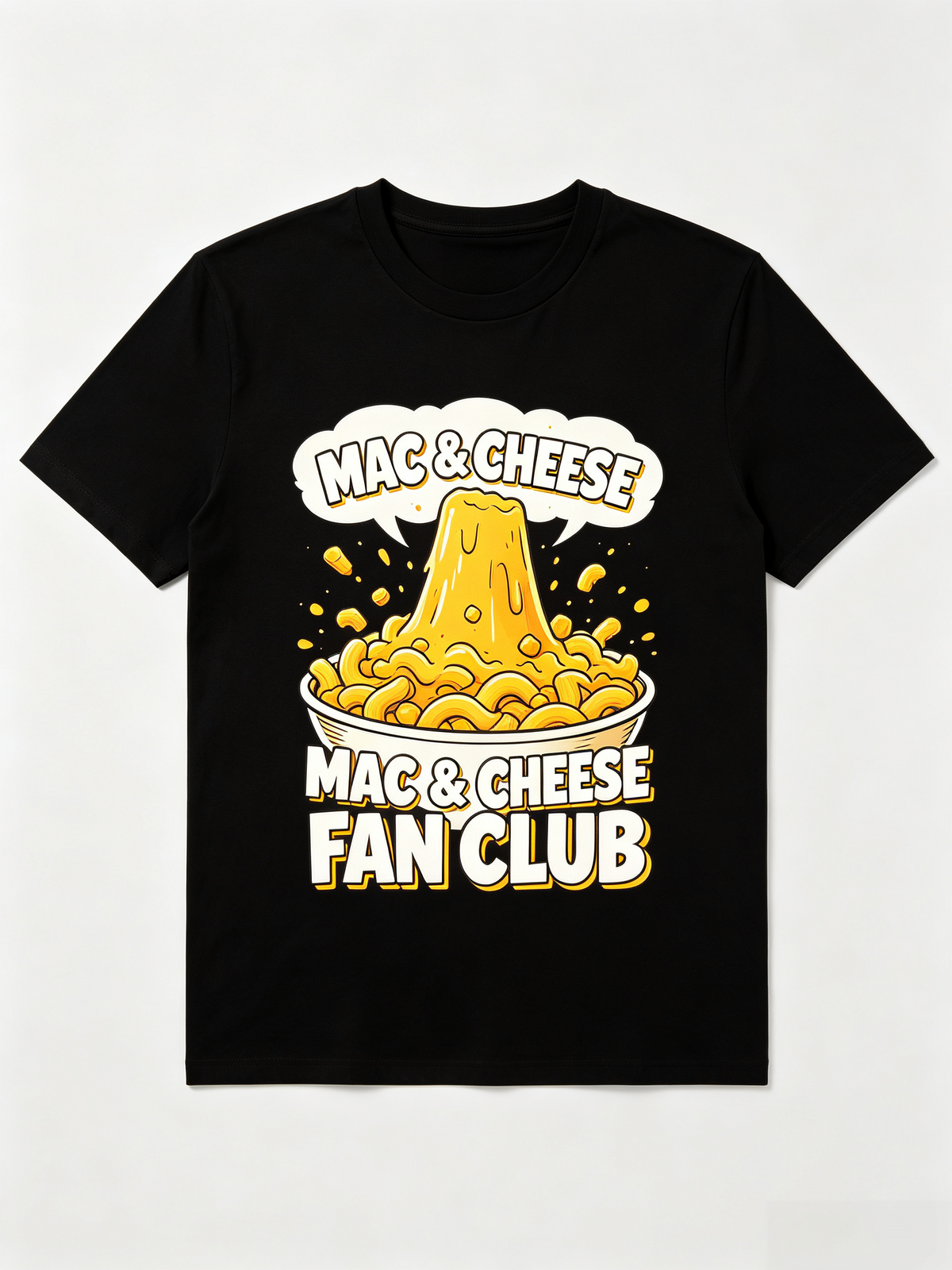Men Cheesy Pasta Food Fan Club Graphic T‑Shirt, Crew Neck Short Sleeve Casual Funny Food‑Lover Summer Tee