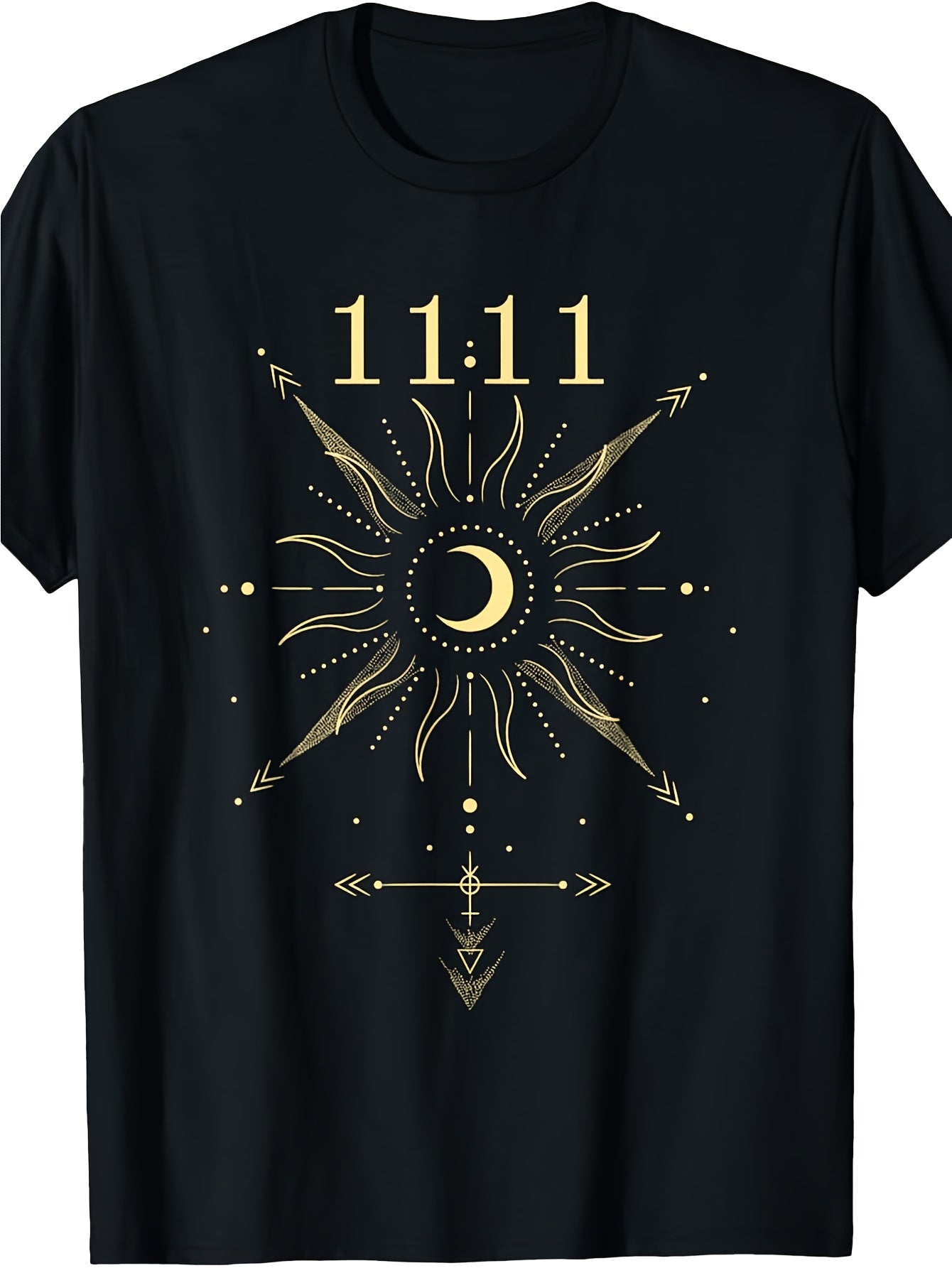 Angel Number 1111 Numerology Spiritual T-Shirt - 100% Limited Edition Retro Graphic Tee with Celestial Sun