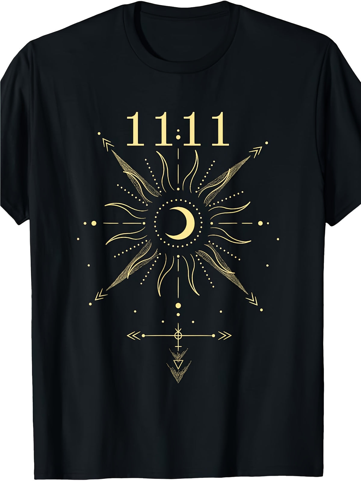 Angel Number 1111 Numerology Spiritual T-Shirt - 100% Limited Edition Retro Graphic Tee with Celestial Sun