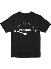 Men's  T-shirt - Black "Patience Chart" Graphic with Humorous Lettering, Soft and Breathable Fabric, Casual Round Neck Short Sleeve Top, Suitable for Outdoor, Travel and Fitness