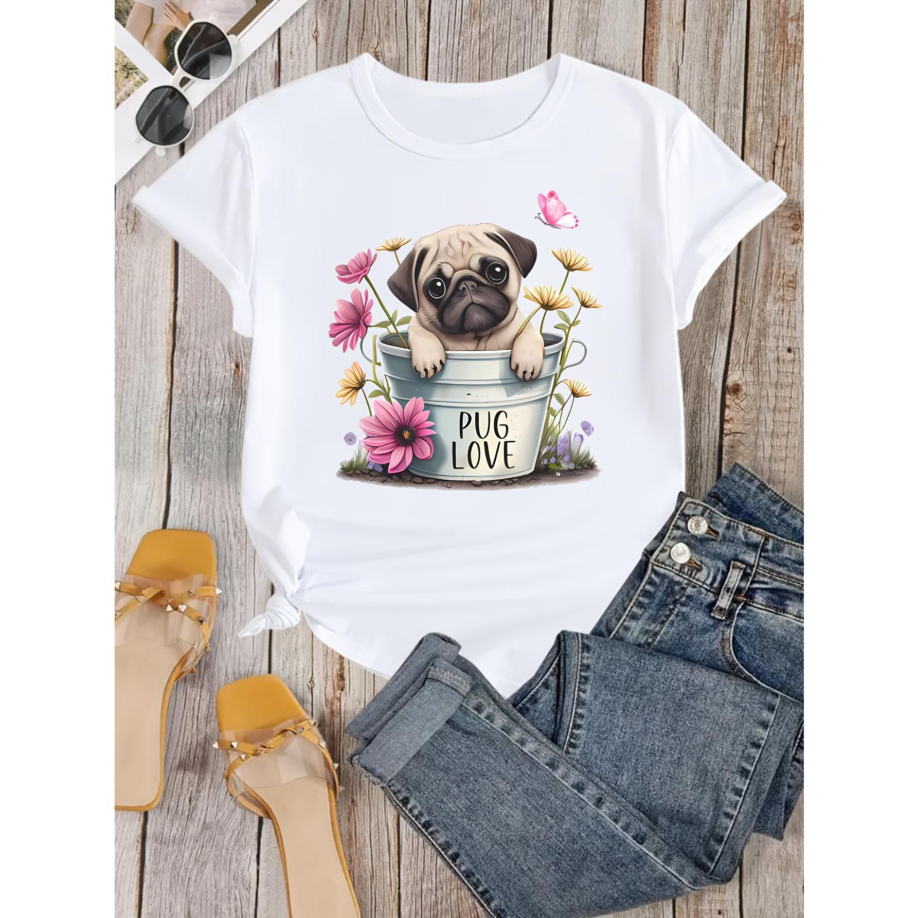 A Fun Printed T-Shirt Featuring Pugs, Perfect for Pug Enthusiasts