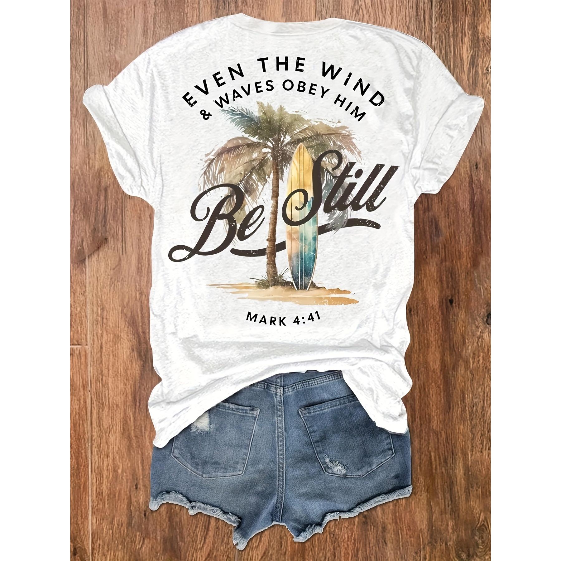 “Even The Wind And Waves Obey Him” Christian T-Shirt – Mark 4:41 Bible Verse Tee for Men Women, Faith-Based Casual Crewneck