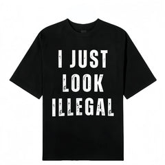Men's Cotton Short-Sleeve Crewneck Tee - Menswear, Funny Immigration Statement, Retro Style Shirt, Gift for Men Unisex Graphic T‑Shirt