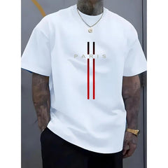 Men's Graphic Print Cotton T-Shirt - Soft Round Neck, Slightly Stretchy Street Style, Breathable All-Season Casual Tee, Machine Washable Regular Fit