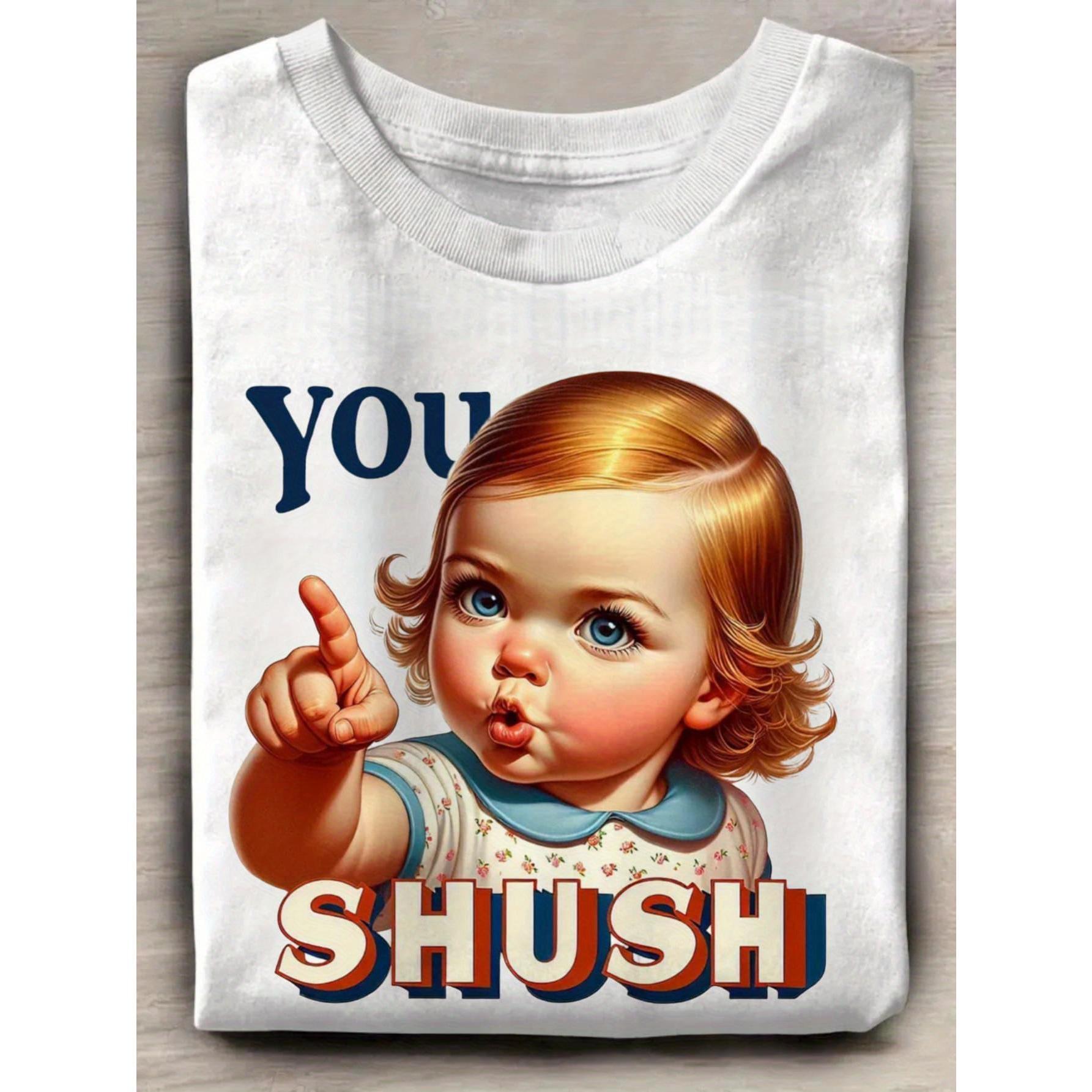 “You Shut Up” Punk Rock Tee – Plus Size Soft Cotton Graphic Shirt for Men, Retro Humor Casual Crewneck