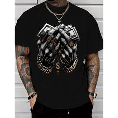 Men's Comfort-Fit Cotton Tshirt - Menswear Crew Neck Top, Apparel with Trendy Dollar & Rings Graphics, Men's Graphic Tees for Sports & Outdoor Activities
