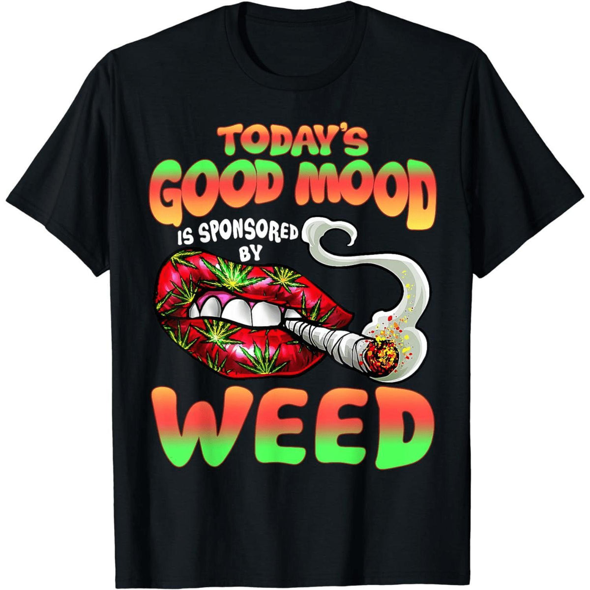 Playful Text And Psychedelic Lips T-Shirt