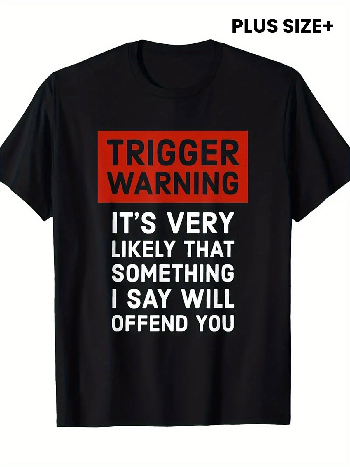 Men's Funny "TRIGGER WARNING" Full-Body Print T-Shirt - Humorous Sarcastic Novelty Tee for Parties, Casual Attire & Year-Round Comfort | Relaxed Fit Crew Neck Casual Top Suitable for Men