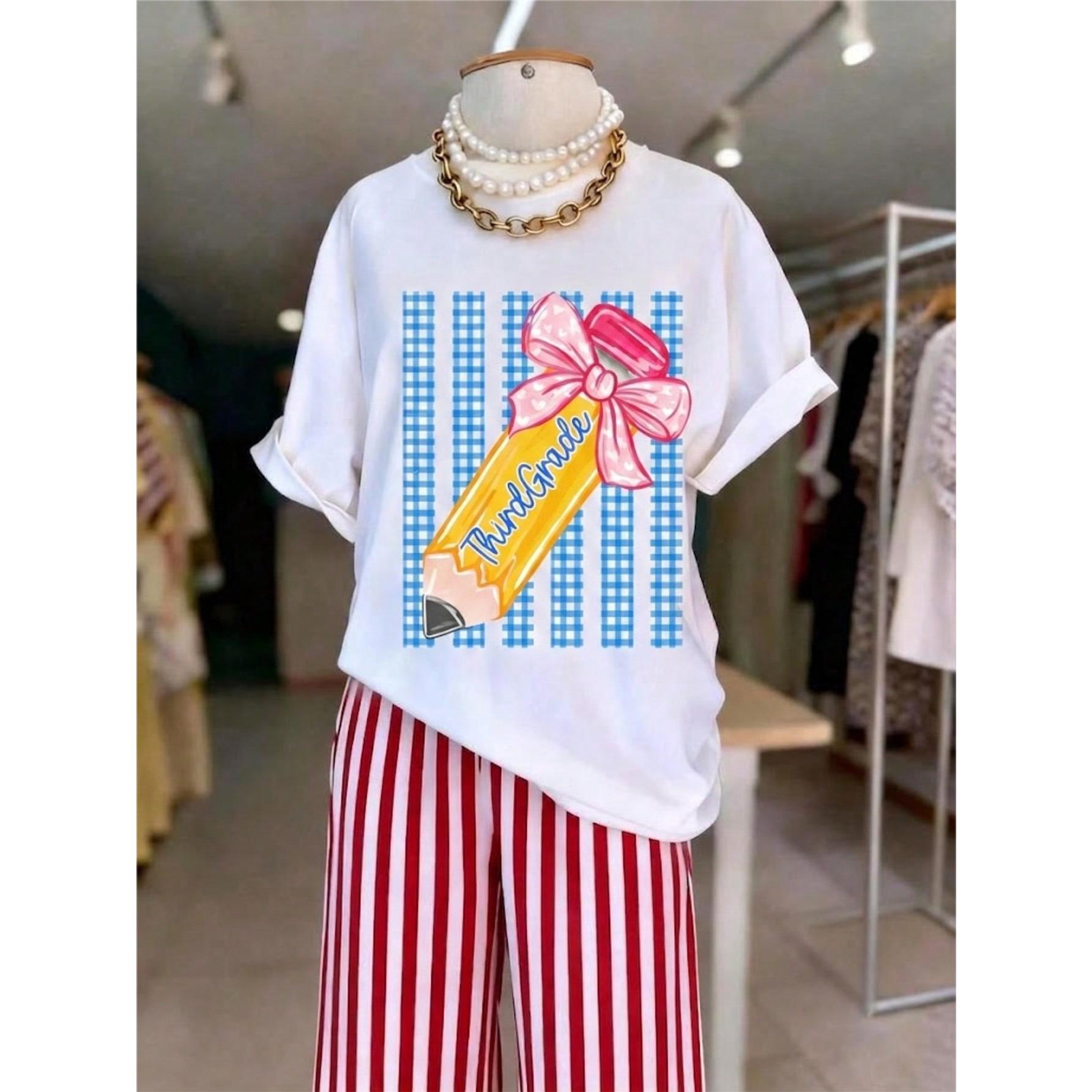 Elementary Teacher Shirt, 1st Day Of School Striped Border Gift, Cute Back To School Tee