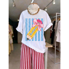 Elementary Teacher Shirt, 1st Day Of School Striped Border Gift, Cute Back To School Tee