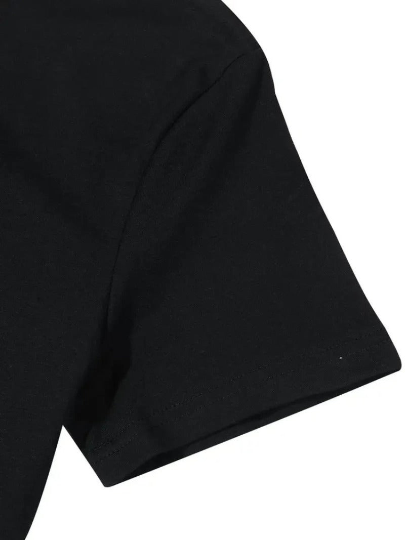 A Charming And Laid-Back Cartoon-Patterned Letter Tee for Women, Summer Crew Neck Short Sleeve Tees Cotton Women Clothing