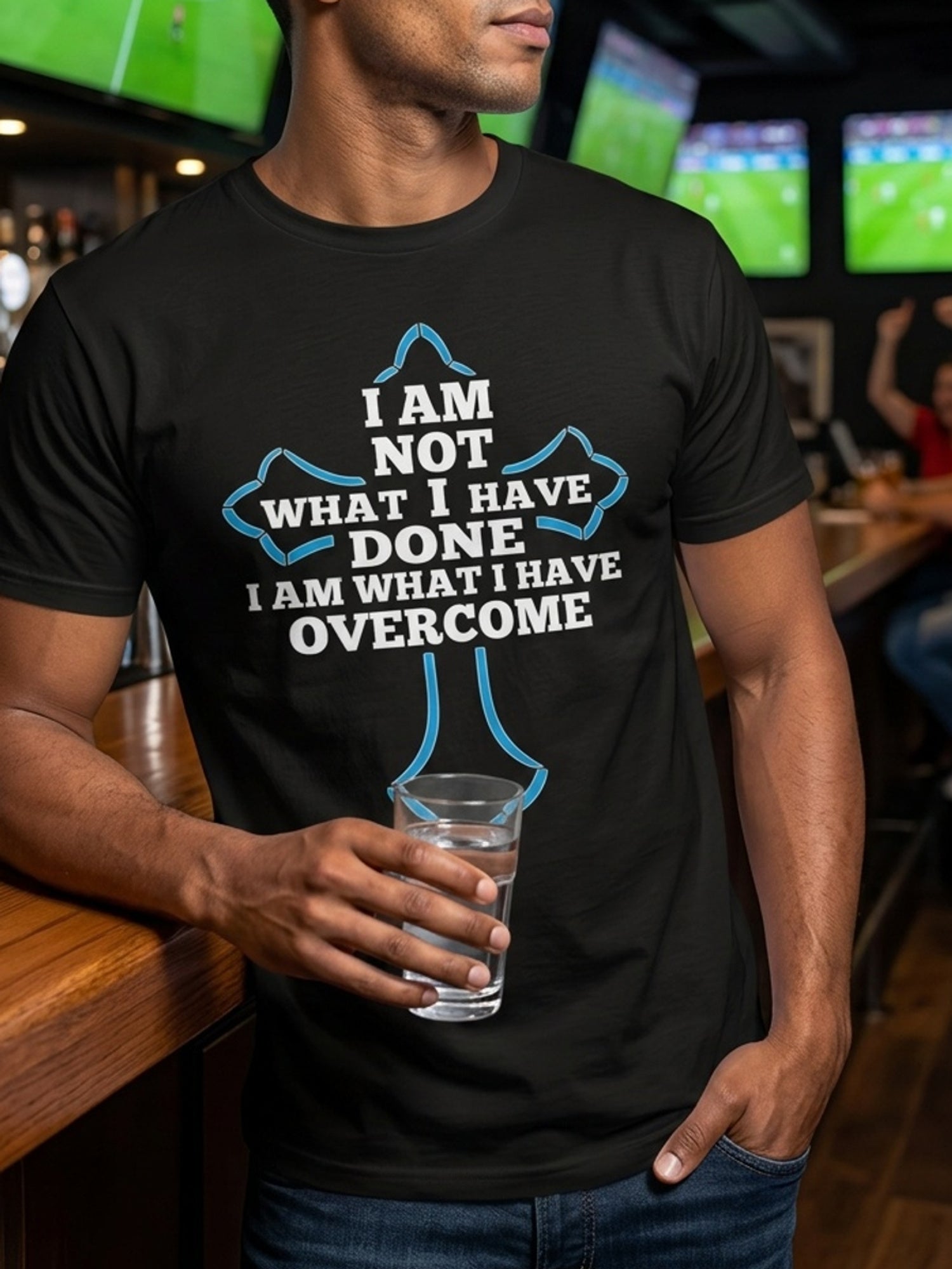 I Am Not What I Have Done I Am What I Have Overcome Christian Recovery Graphic Tee for Men Women, Inspirational Sobriety Short Sleeve T-Shirt, Casual Crew Neck Top for Recovery Gift