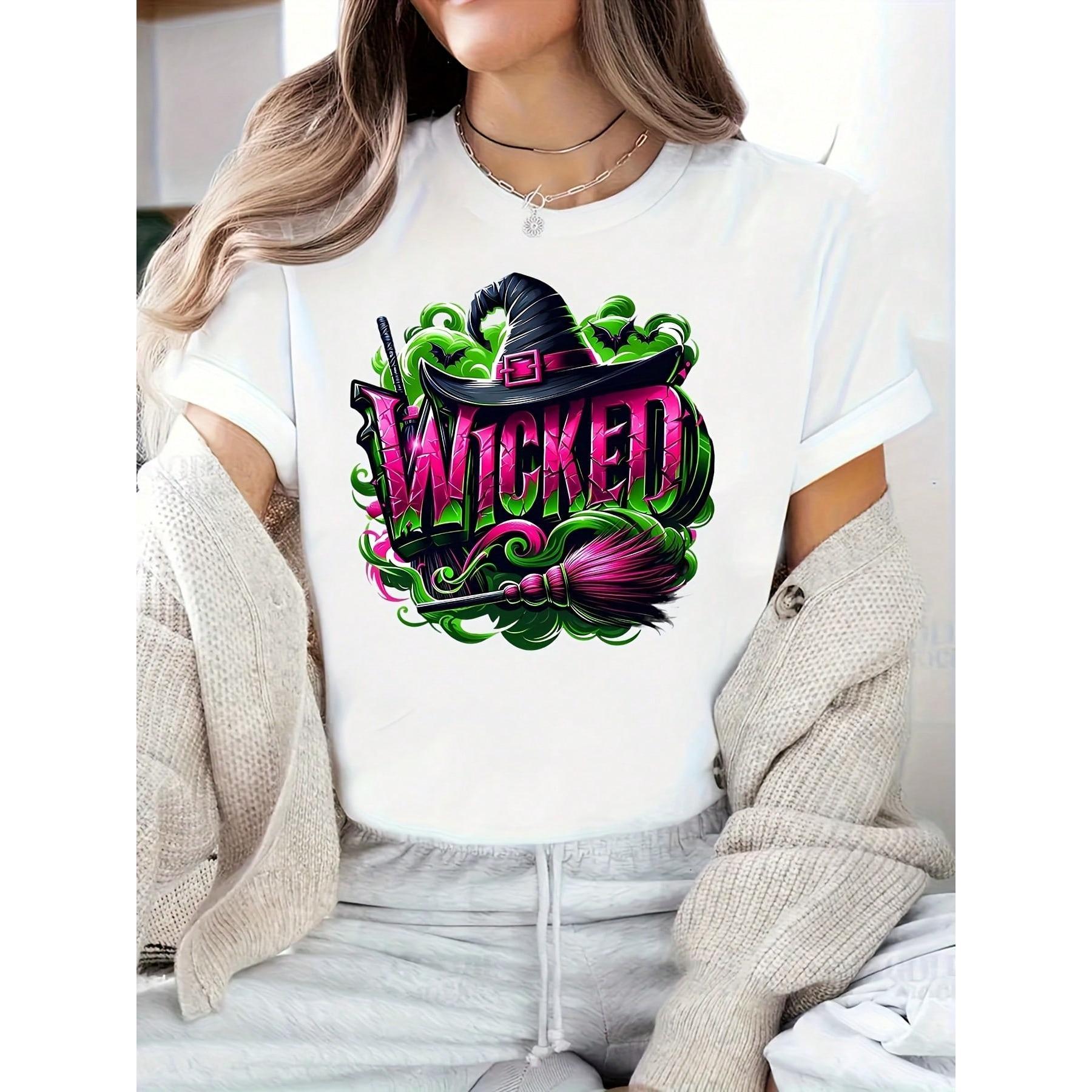 Wicked Witch Hat And Broomstick Halloween Graphic Tee For Party