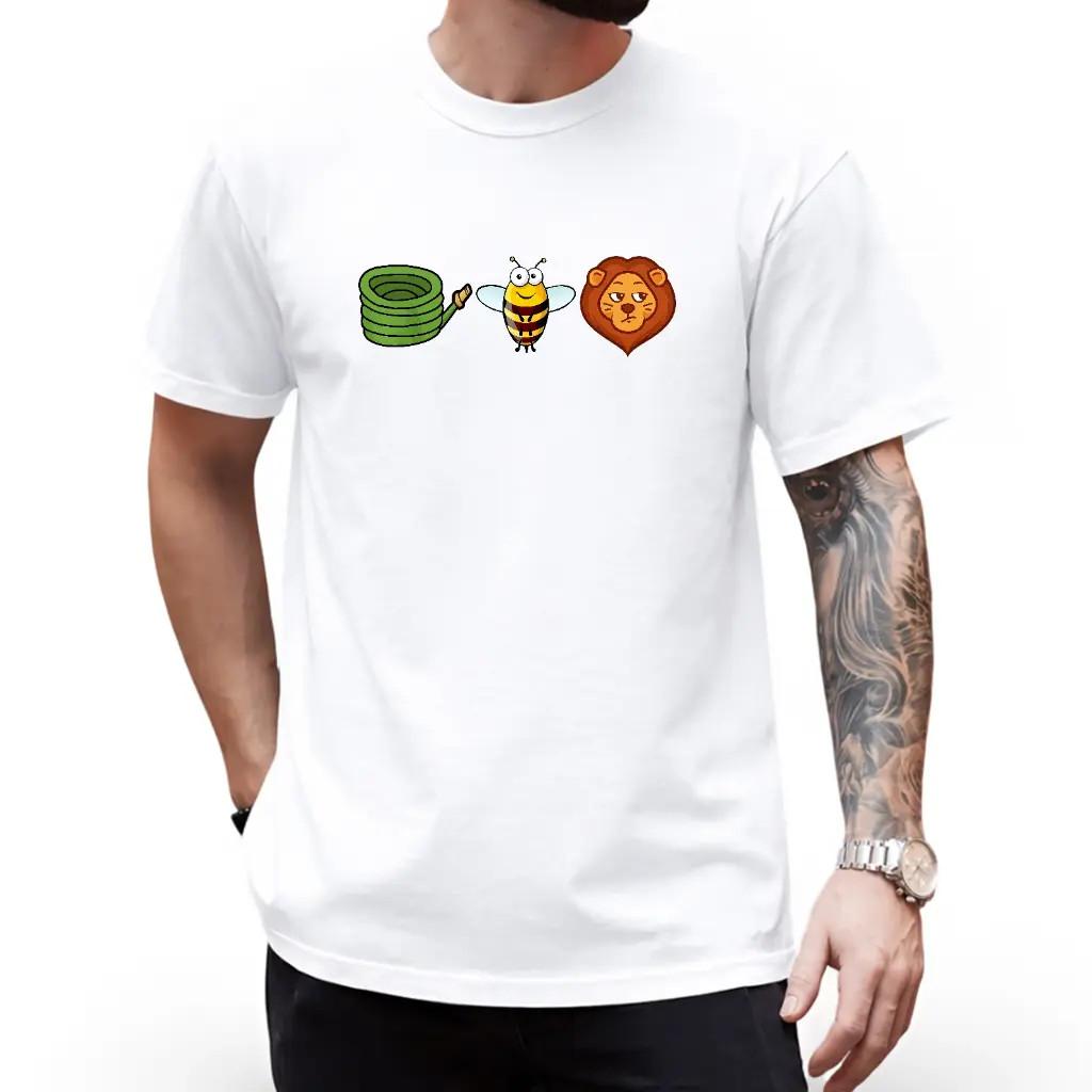 Hose Bee Lion Mens T Shirts Cotton Short Sleeve T-Shirt Crew Neck Tees Casual Shirt