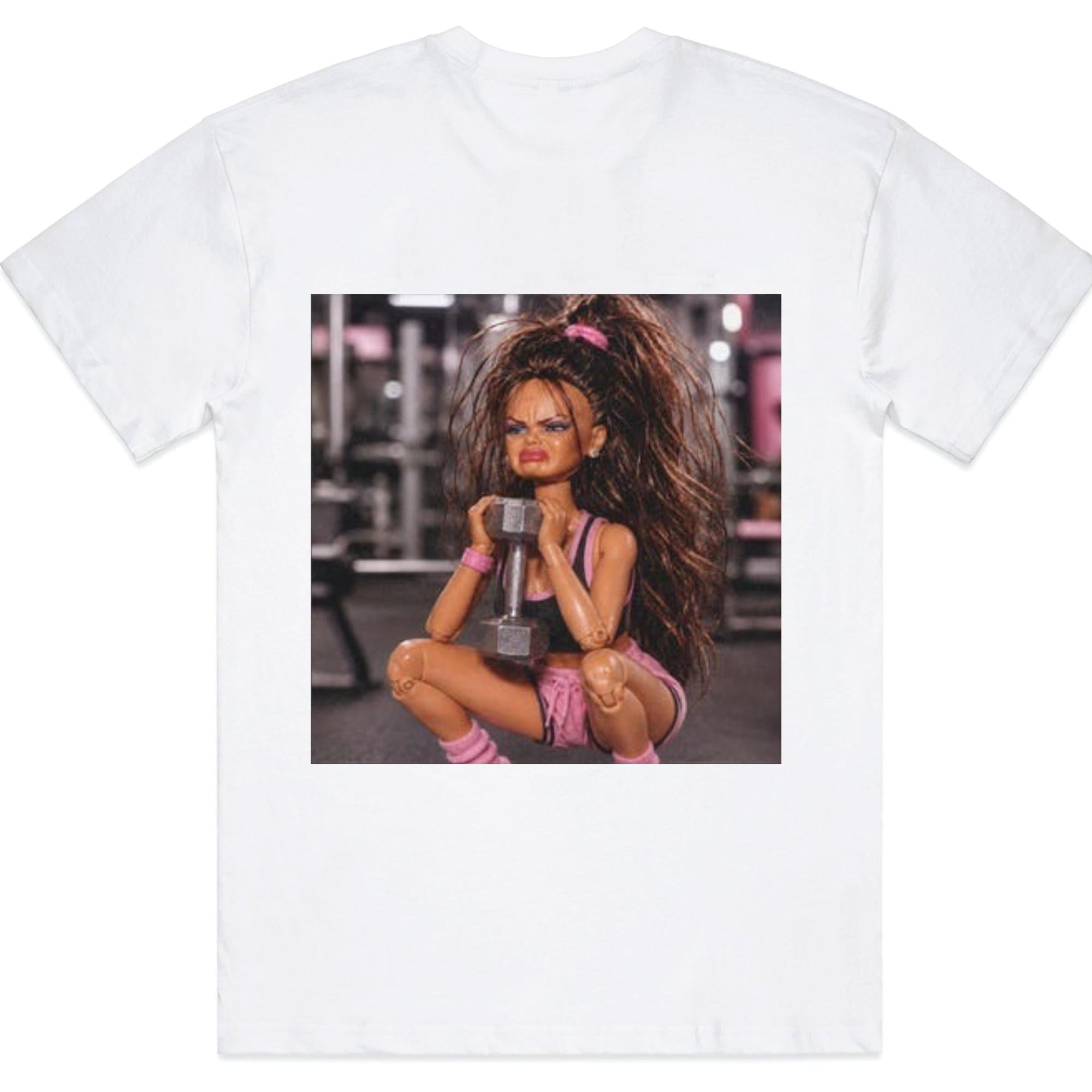 Fitness Doll Face Meme Sarcastic Gym Rat T-Shirt Funny Workout Graphic Tee Disgusted Doll Face Viral Cringe Meme Top Unisex Summer Casual