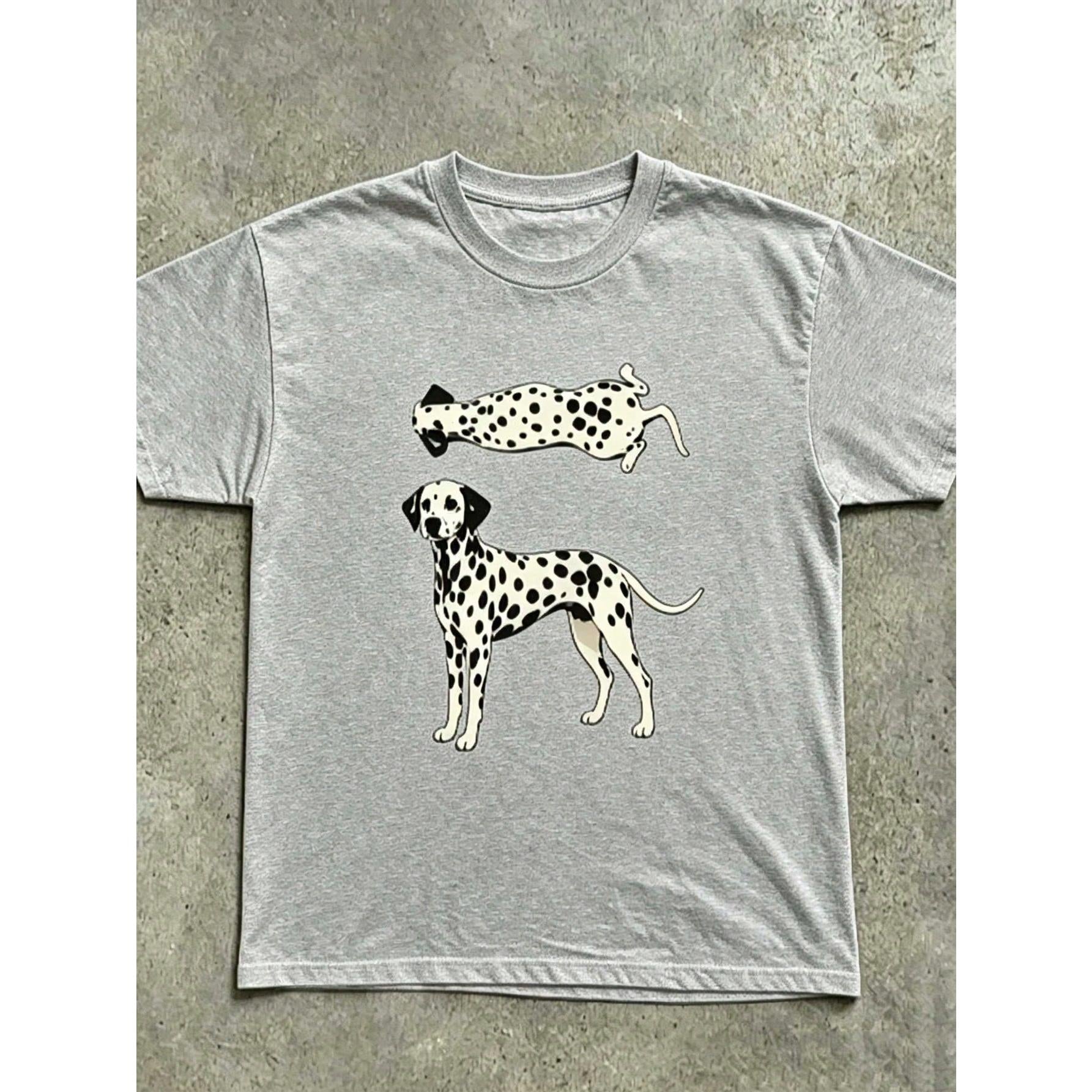 Women's T-Shirt With Dalmatian Dog Illustration T-Shirt | Two Dalmatians On A Red Background Are Cool In The Summer
