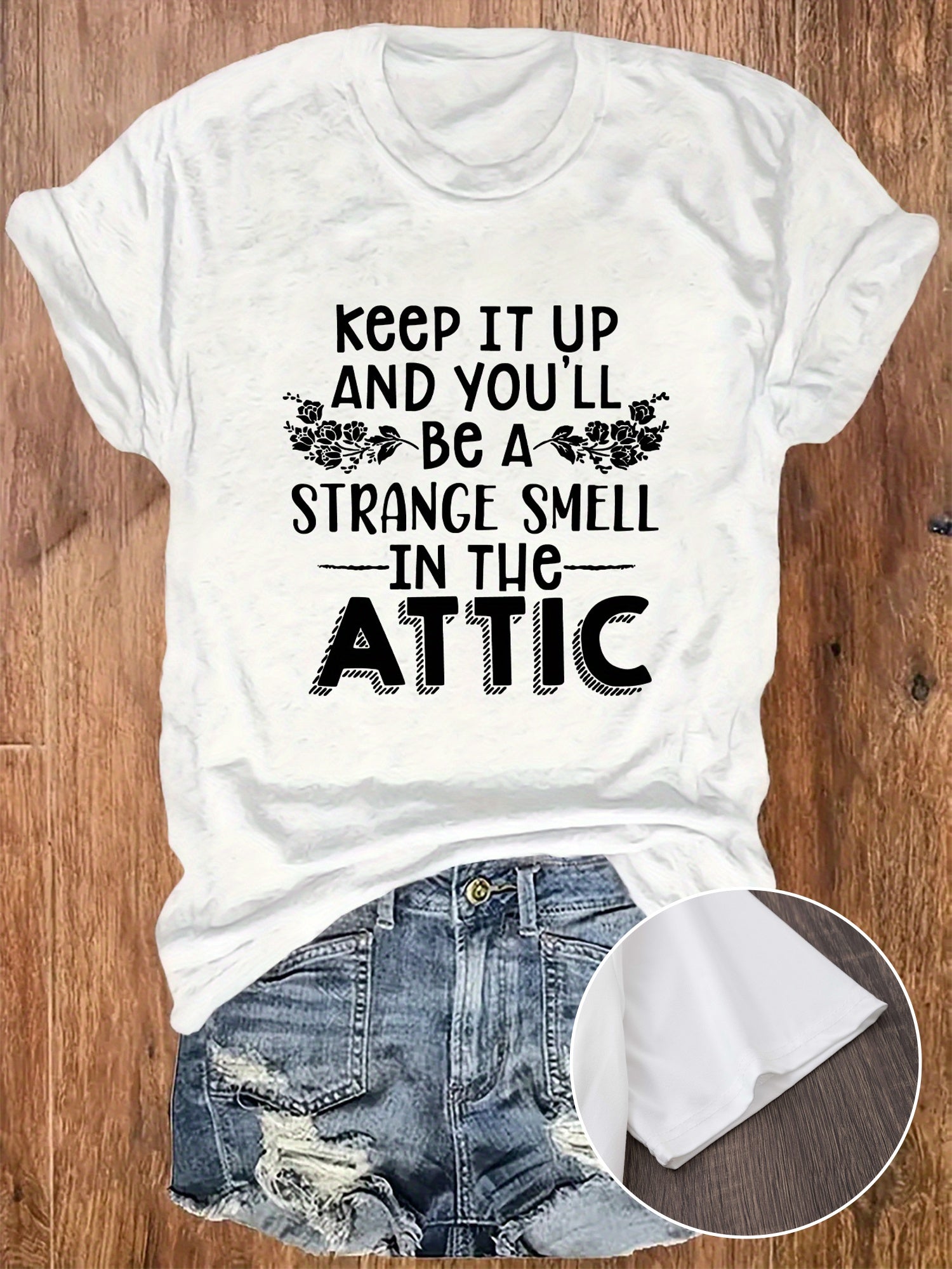 Women's Vintage Humor Graphic Tee, Funny Sarcastic Quote Print T-Shirt, Soft Crew Neck Casual Short Sleeve Top, Everyday Fashion Gift