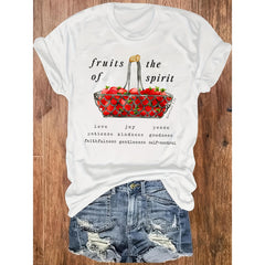 “Fruits of The Spirit” Galatians 5:22 Tee – Love Joy Peace Christian Shirt for Women, Soft Cotton Casual Crewneck