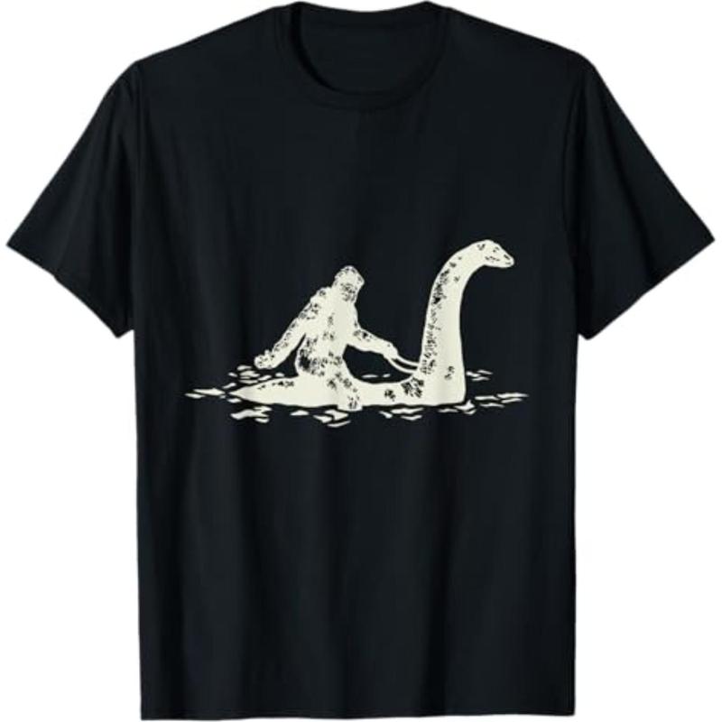 Bigfoot Sasquatch Riding The Loch Ness Monster T-Shirt