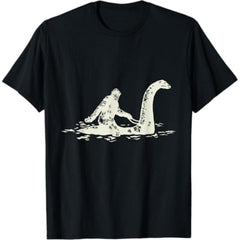 Bigfoot Sasquatch Riding The Loch Ness Monster T-Shirt