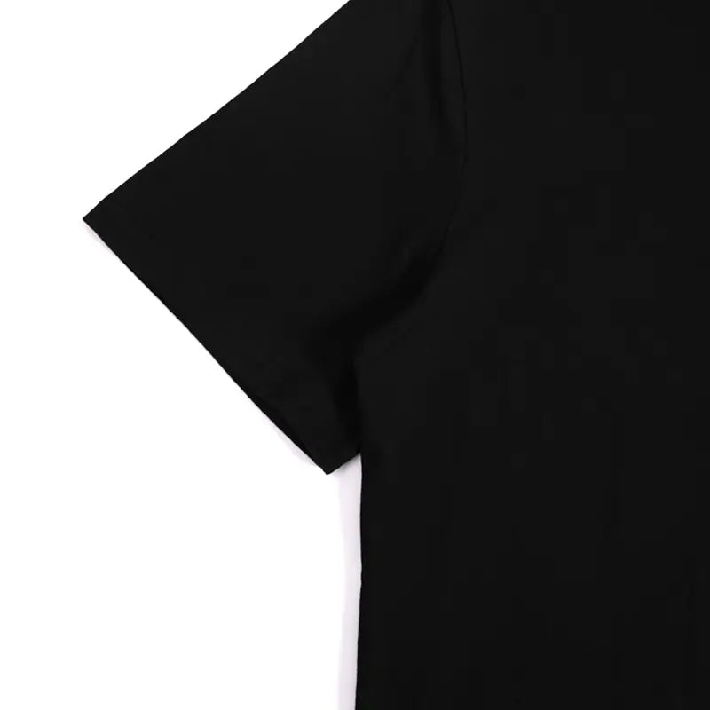 Women's Casual Chic Minimalist Cotton Crew Neck Short Sleeve T-Shirt, Double-Sided All Over Print with Sunrise Cross & Beach Scene