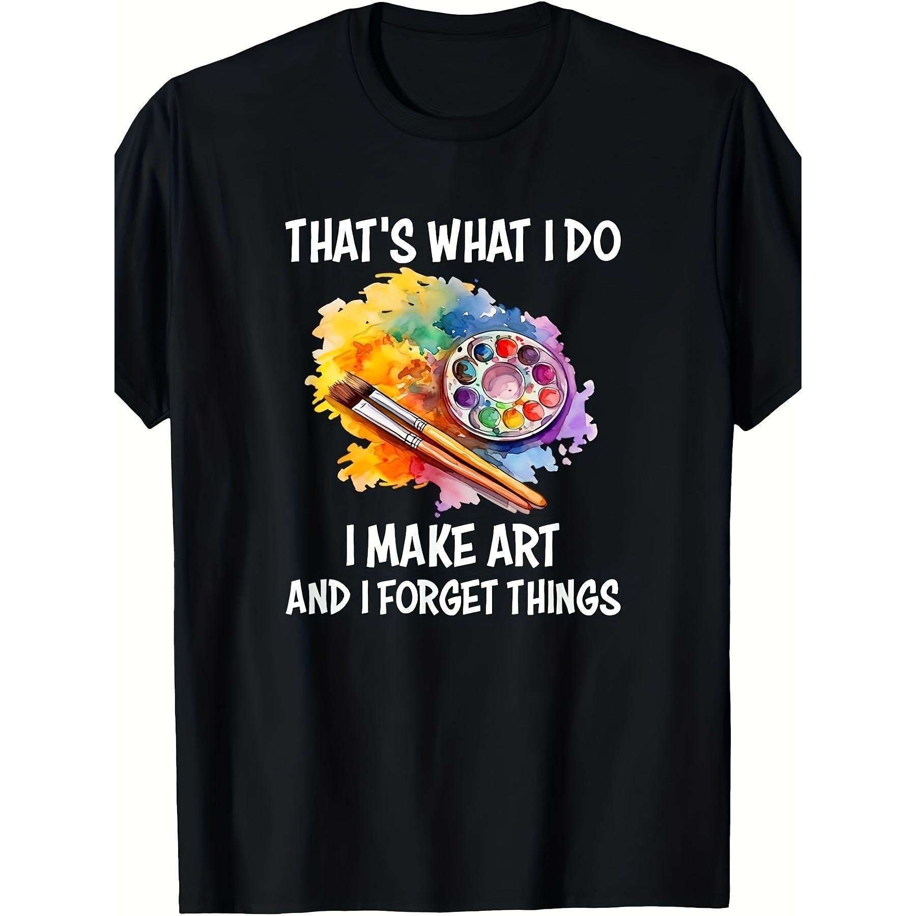 Funny Artist T-Shirt - Retro Graphic Tee with Drawing Pencil & Easel Suitcase Design, Unisex Painter Cartoonist Humor Top